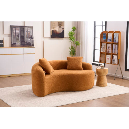 S Curved Chenille Sectional Sofa