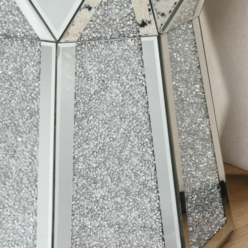 Drum Style Coffee Table With Mirror Crystal Inlay