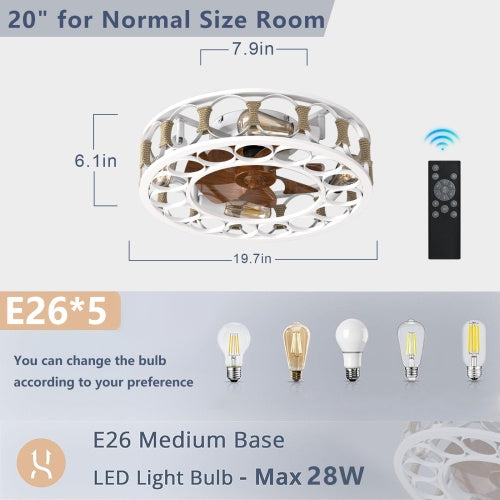 Cage Ceiling Fan With Light Remote Control