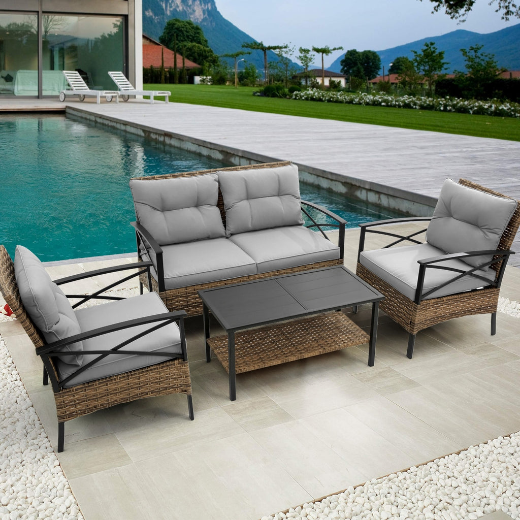 Patio 4 Piece Sectional Sofa Set