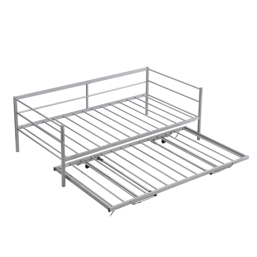 Twin Size Metal Daybed With Adjustable Trundle