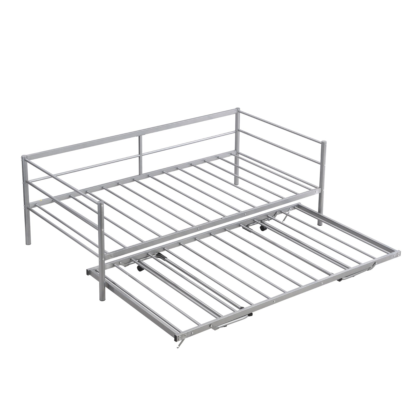 Twin Size Metal Daybed With Adjustable Trundle
