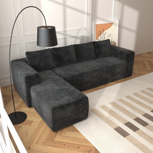 Cloud Sectional Couch With L-Shape Chaise,Corduroy Fabric