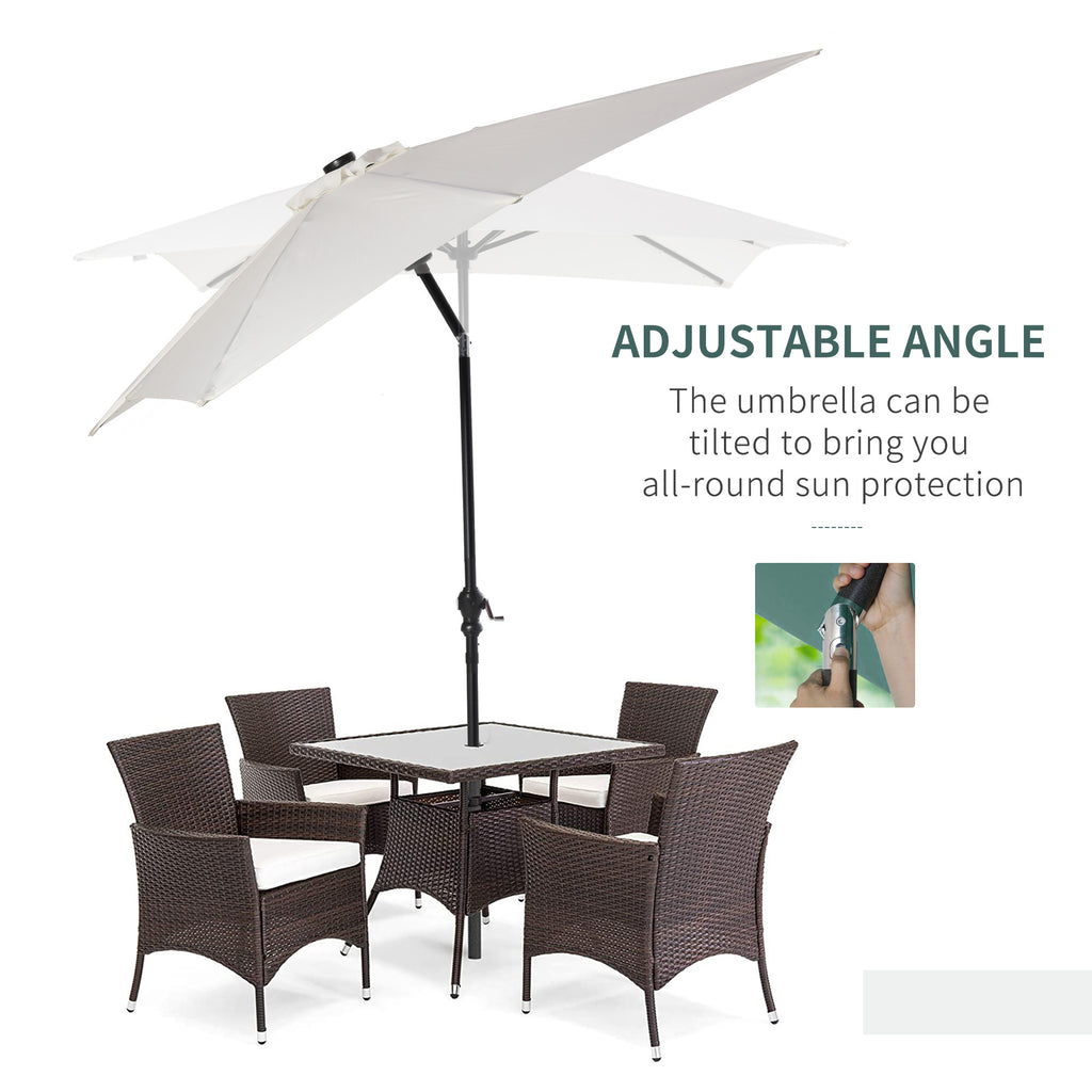 9 X 7 Ft Patio Umbrella With Crank, Solar LED Lights