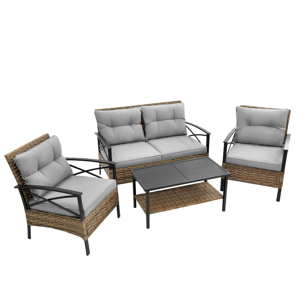 Patio 4 Piece Sectional Sofa Set