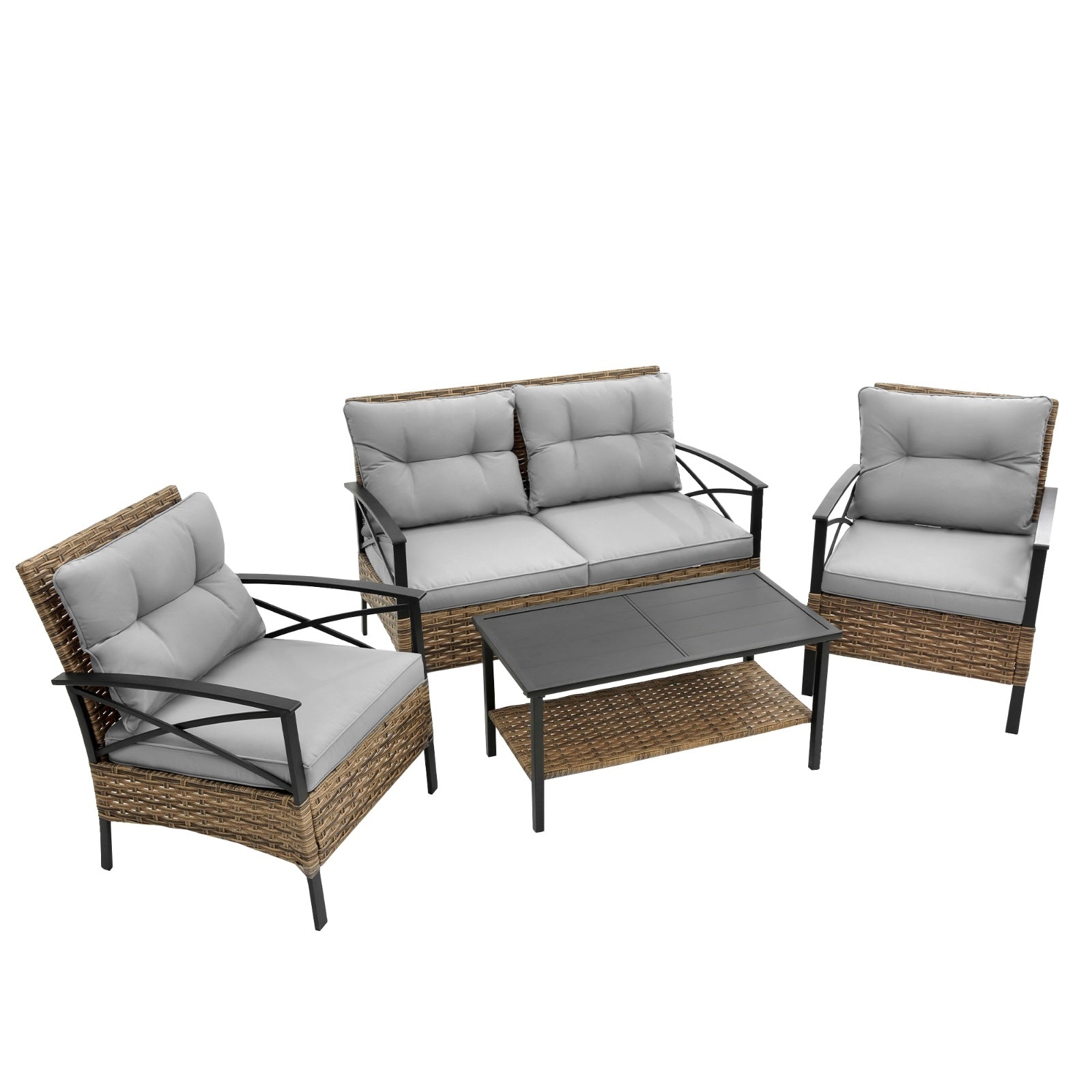 Patio 4 Piece Sectional Sofa Set