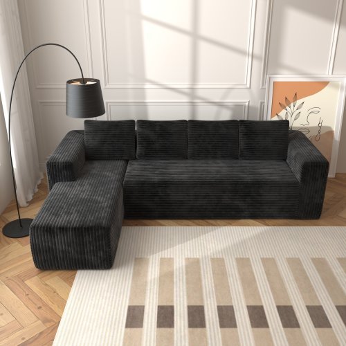 Cloud Sectional Couch With L-Shape Chaise,Corduroy Fabric
