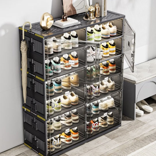 24/Large Stackable/Foldable Sneaker Shoe Box Storage Cabinet
