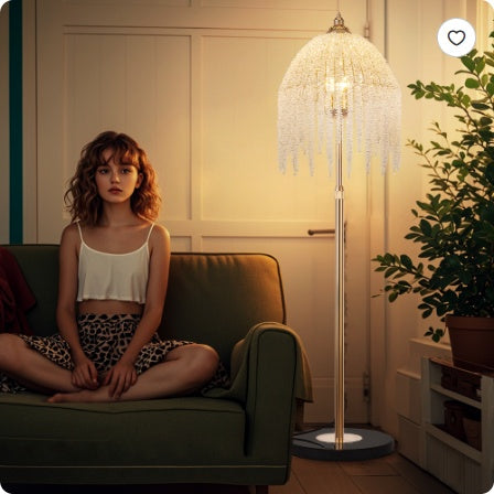 Elegant Crystal Floor Lamp Vintage Waterfall Design