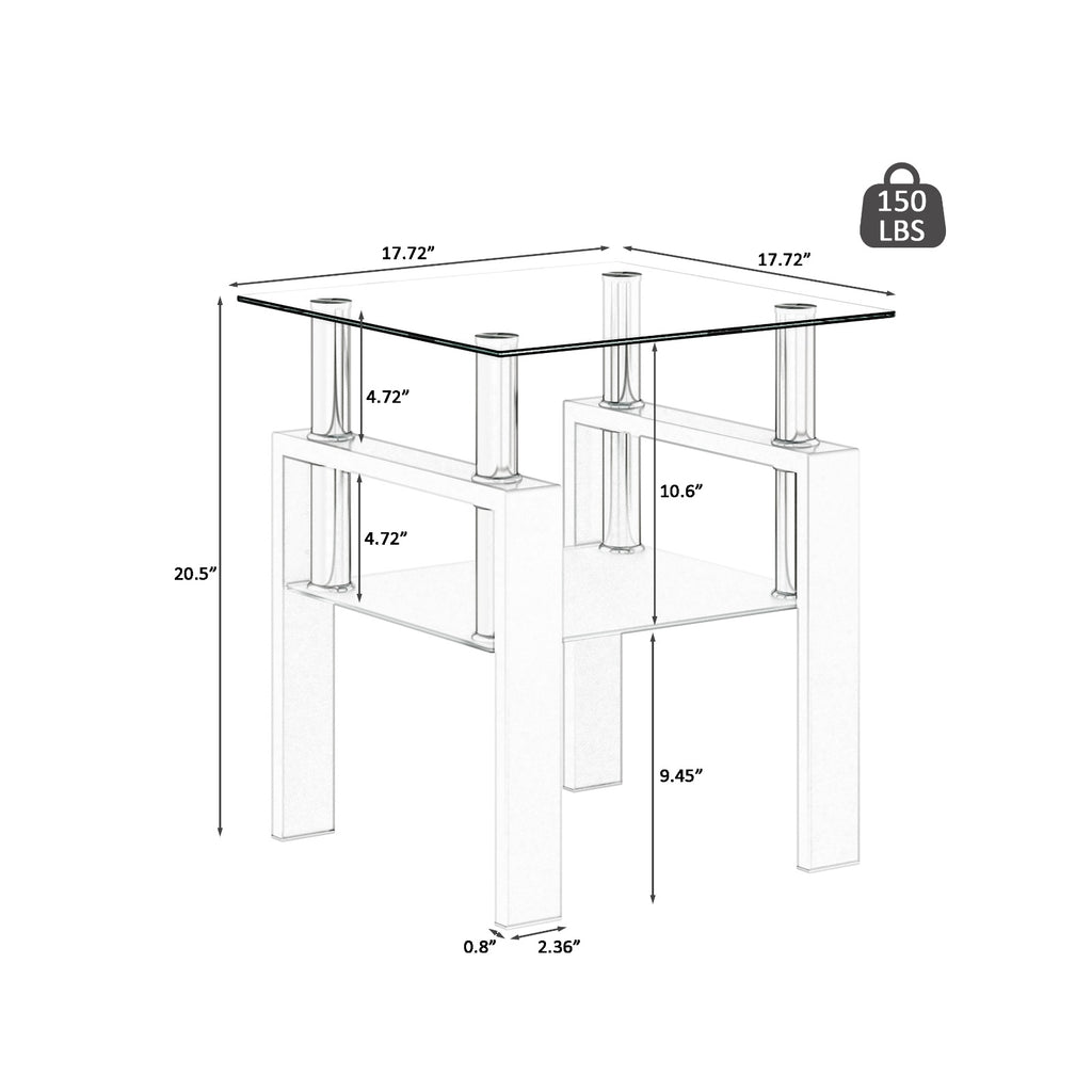 2-Pc Modern Tempered Glass Coffee Tables