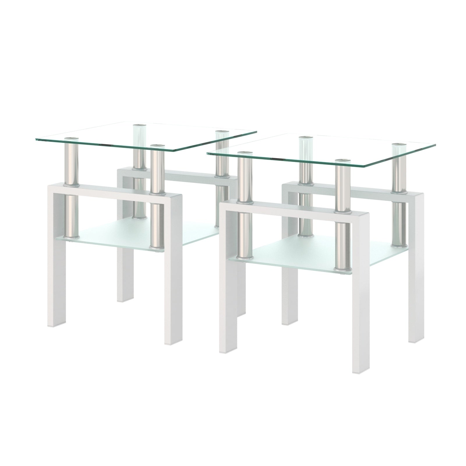 2-Pc Modern Tempered Glass Coffee Tables