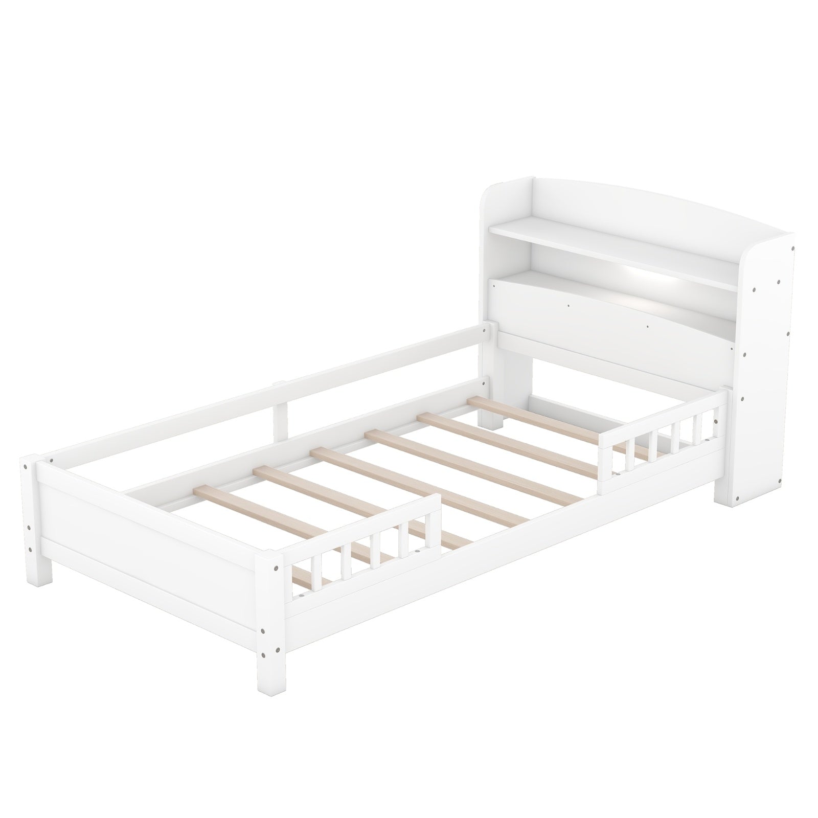 Twin Platform Bed With LED, Storage