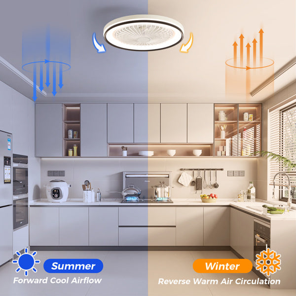 LED Ceiling Fan With Embedded Bladeless 6-speed Remote Control