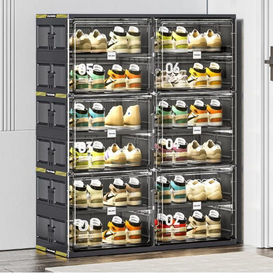 24/Large Stackable/Foldable Sneaker Shoe Box Storage Cabinet