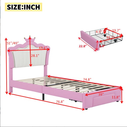 Twin Size Upholstered Bed Frame With LED Lights