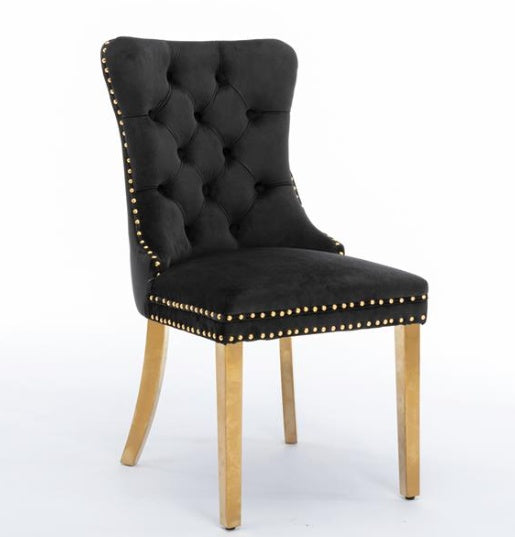 Contemporary Velvet Upholstered Dining Chairs-Set Of 2