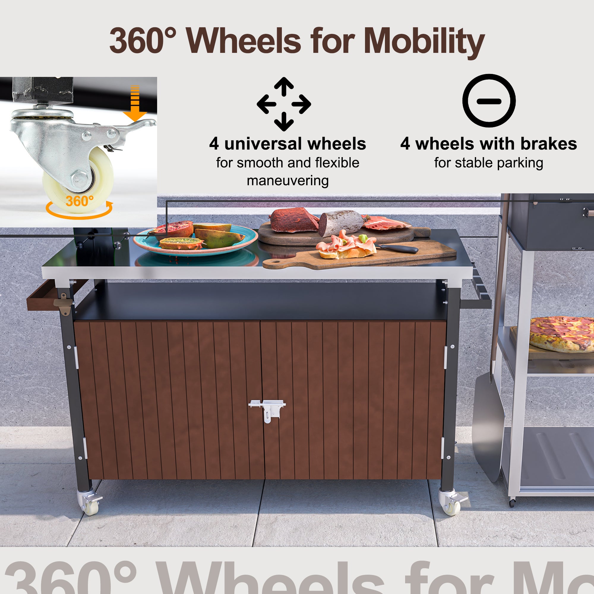 Outdoor Grill Cart With Stainless Steel Tabletop