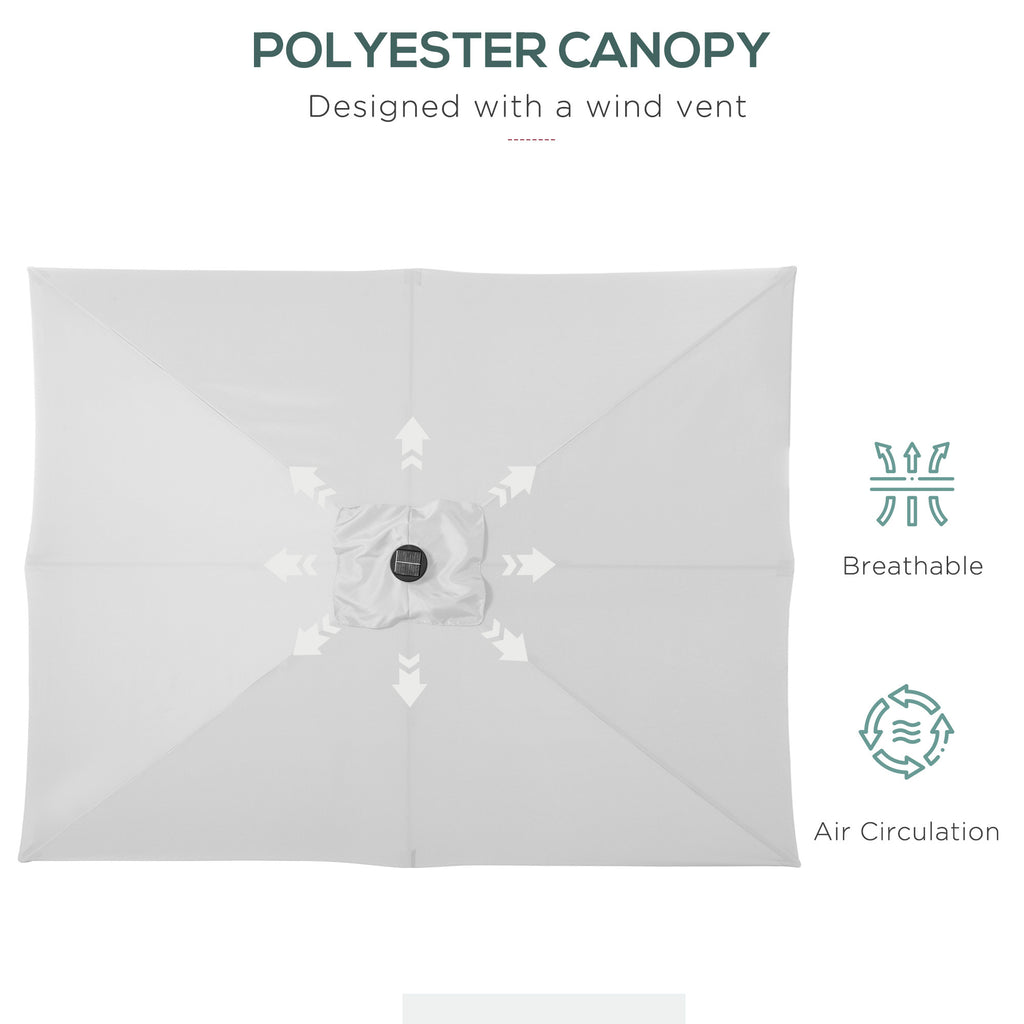 9 X 7 Ft Patio Umbrella With Crank, Solar LED Lights