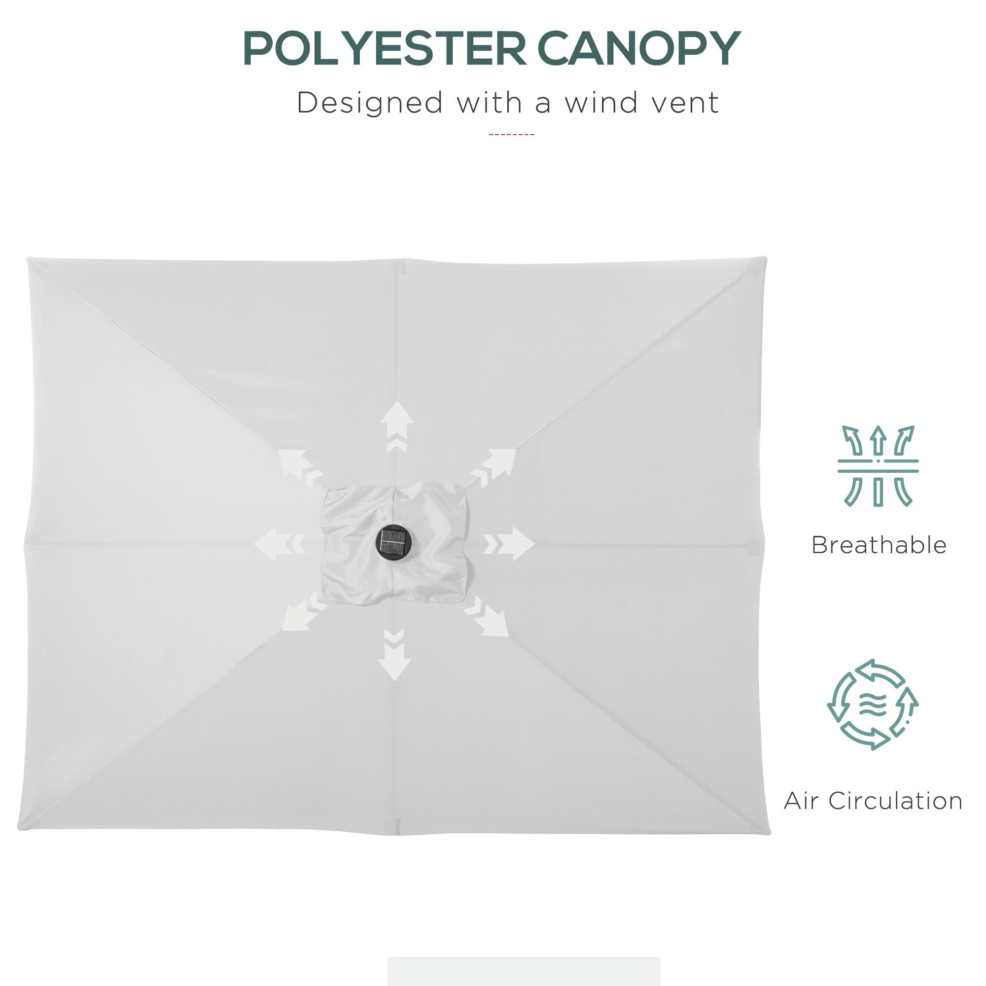 9 X 7 Ft Patio Umbrella With Crank, Solar LED Lights