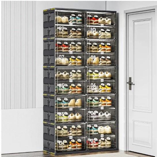 24/Large Stackable/Foldable Sneaker Shoe Box Storage Cabinet