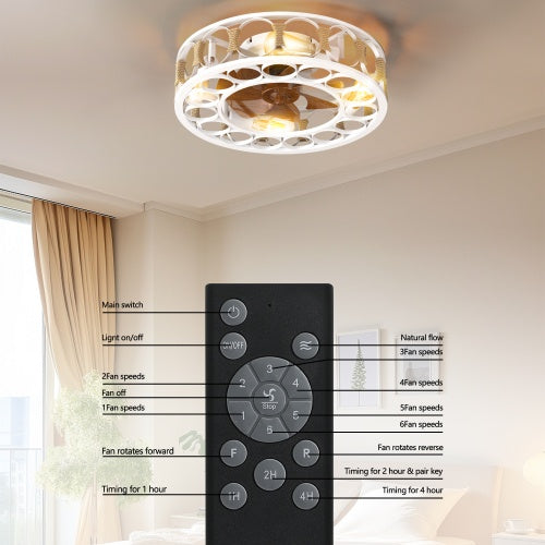 Cage Ceiling Fan With Light Remote Control