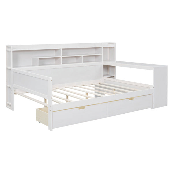 Wooden Full-size Sofa Bed With Storage Rack