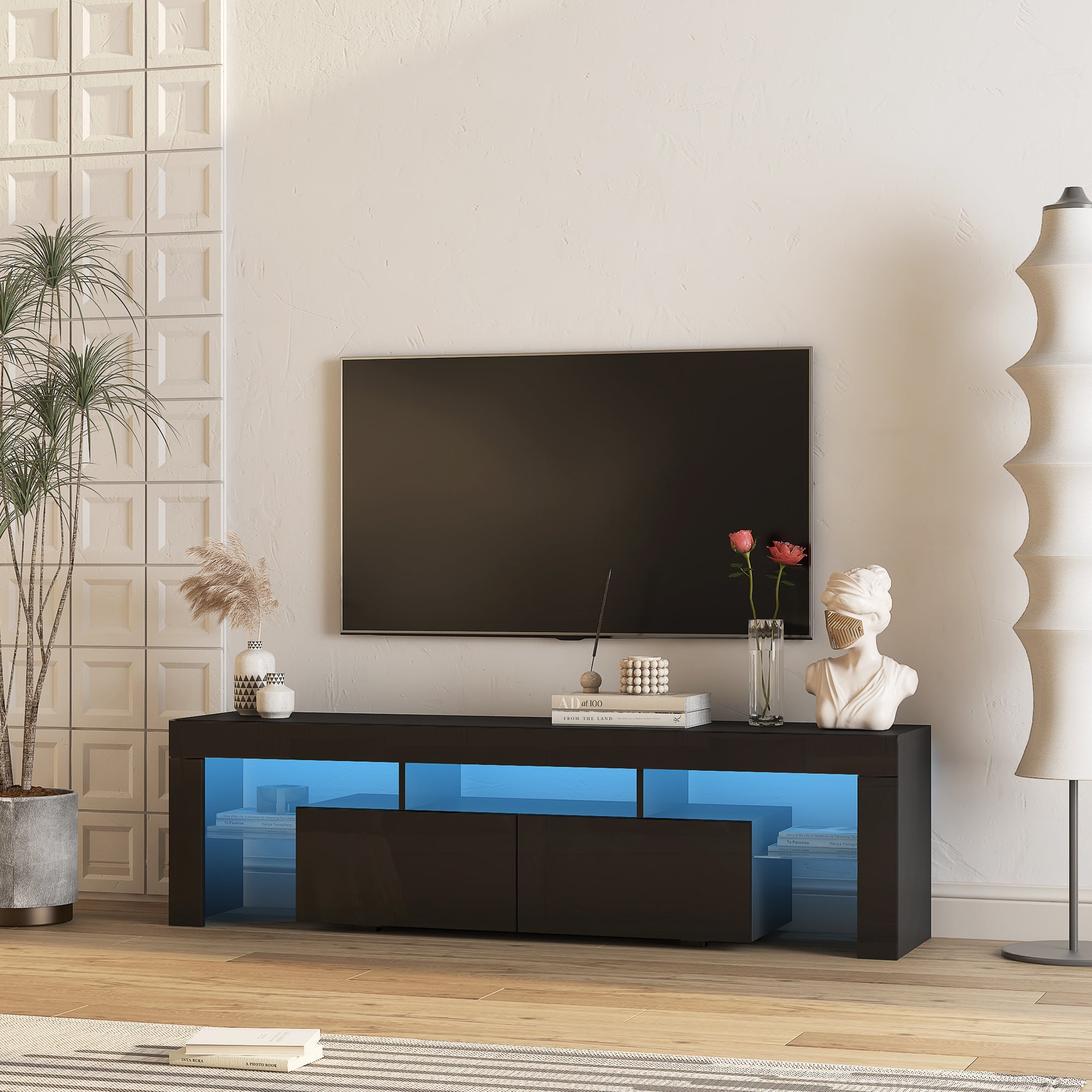 High Gloss TV Stand With LED Lights