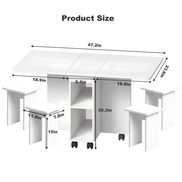 Drop Leaf Dining Table Set For 4 With 4 Chairs,