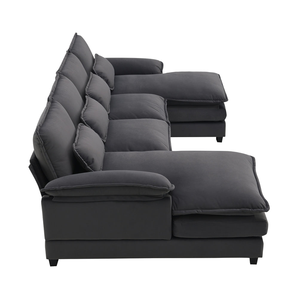 New Modern U-shaped Sectional Sofa, 6-Seat With Waist Pillows 109.8 55.9