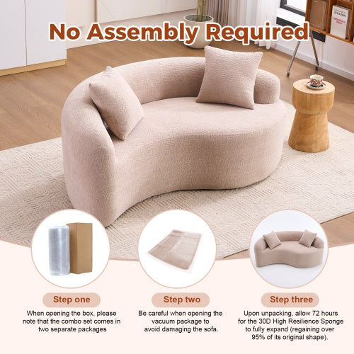 S Curved Chenille Sectional Sofa