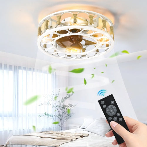 Cage Ceiling Fan With Light Remote Control