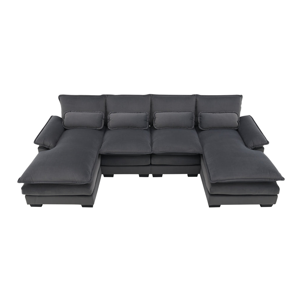 New Modern U-shaped Sectional Sofa, 6-Seat With Waist Pillows 109.8 55.9