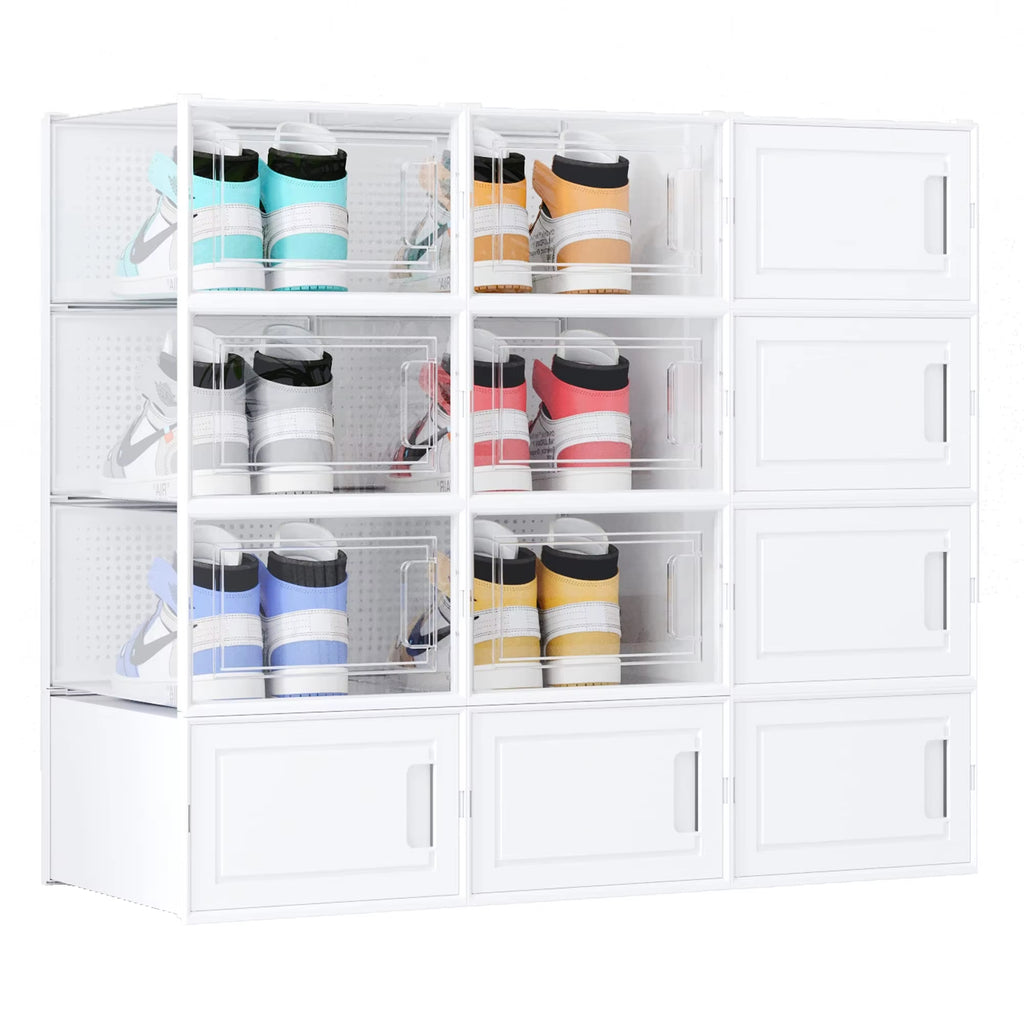 12 Pack Stackable Storage Shoe Box Organizer