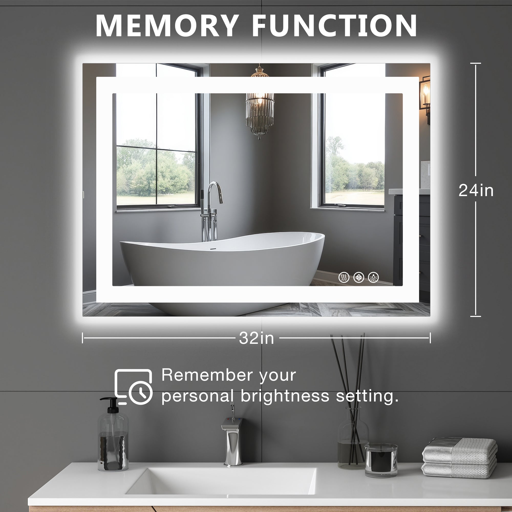 Anti-fog LED Mirror With Dual Light Source And Three Lighting Modes