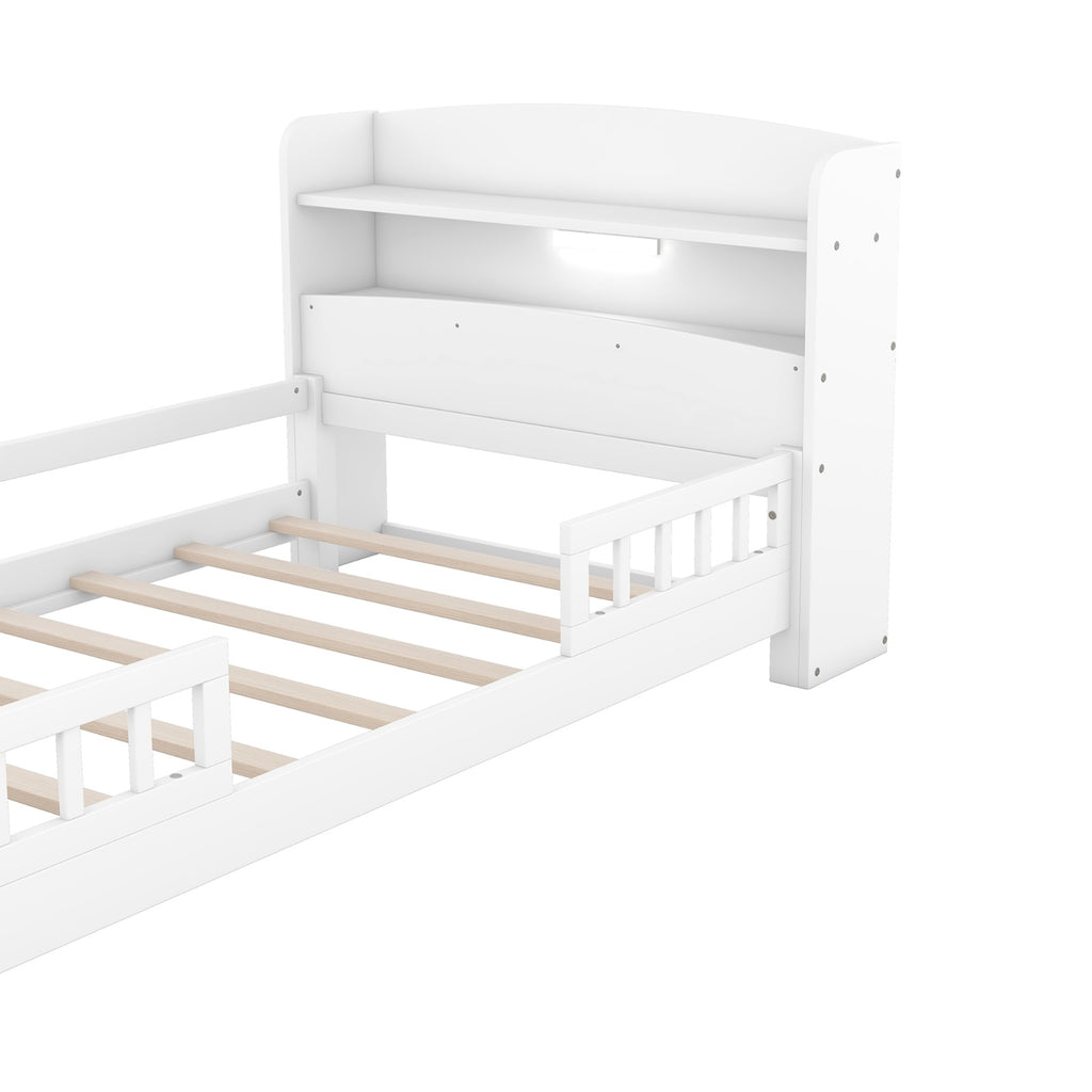Twin Platform Bed With LED, Storage