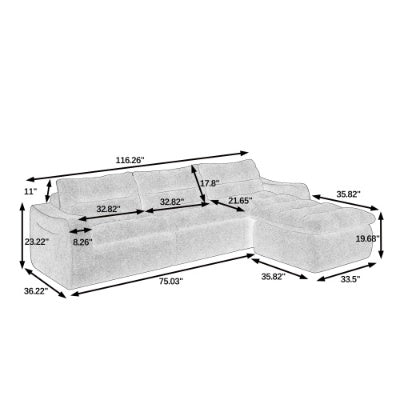 Right Seat, L-shaped Modular Combined Sofa