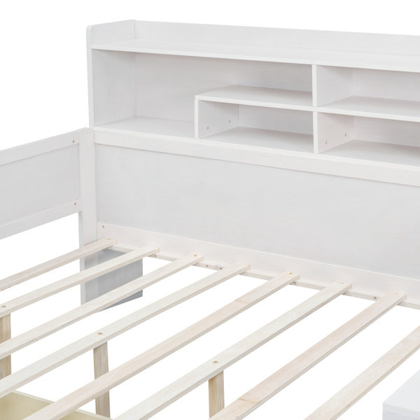 Wooden Full-size Sofa Bed With Storage Rack