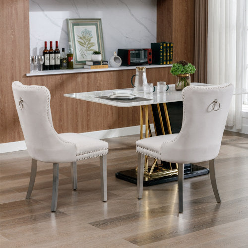2Contemporary Velvet Upholstered Dining Chairs