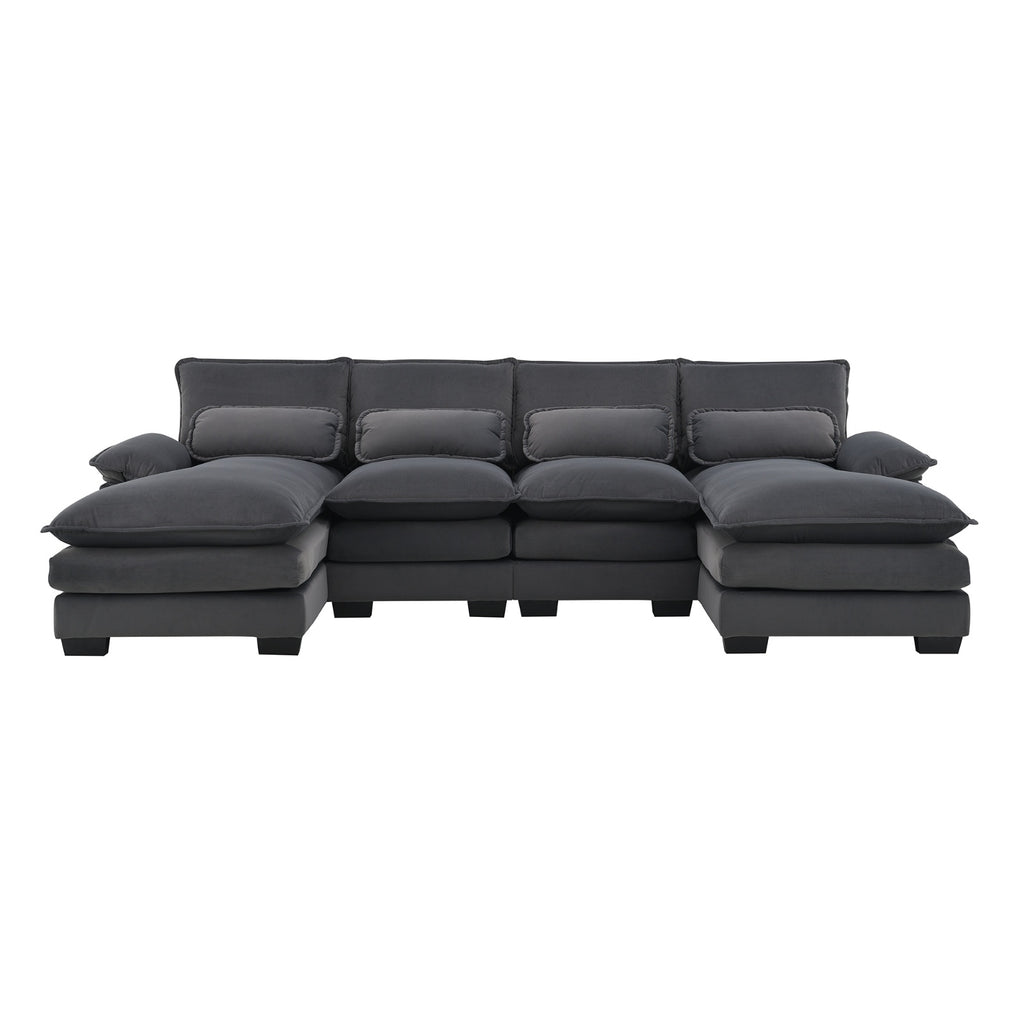 New Modern U-shaped Sectional Sofa, 6-Seat With Waist Pillows 109.8 55.9