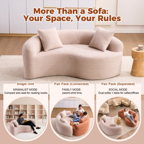 S Curved Chenille Sectional Sofa