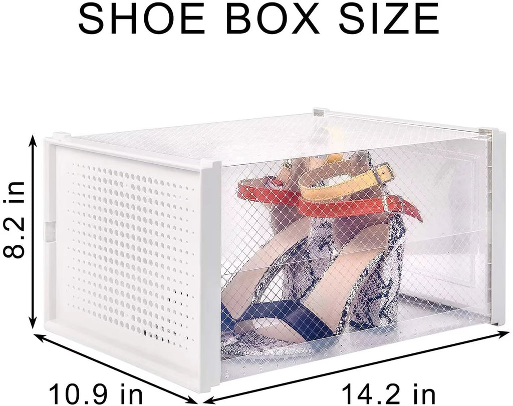 12 Pack Stackable Storage Shoe Box Organizer