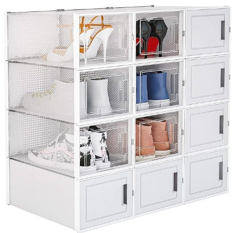 12 Pack Stackable Storage Shoe Box Organizer