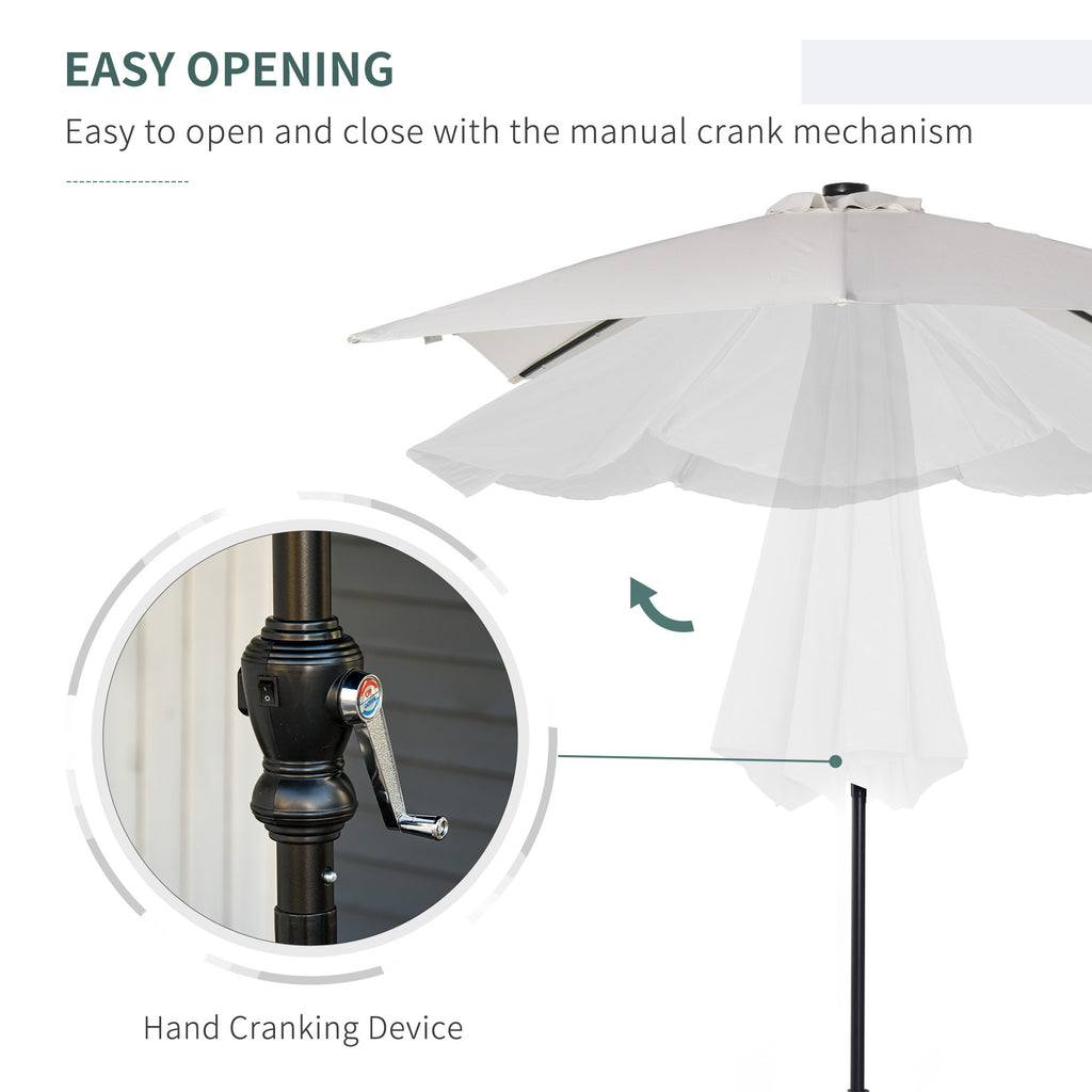 9 X 7 Ft Patio Umbrella With Crank, Solar LED Lights
