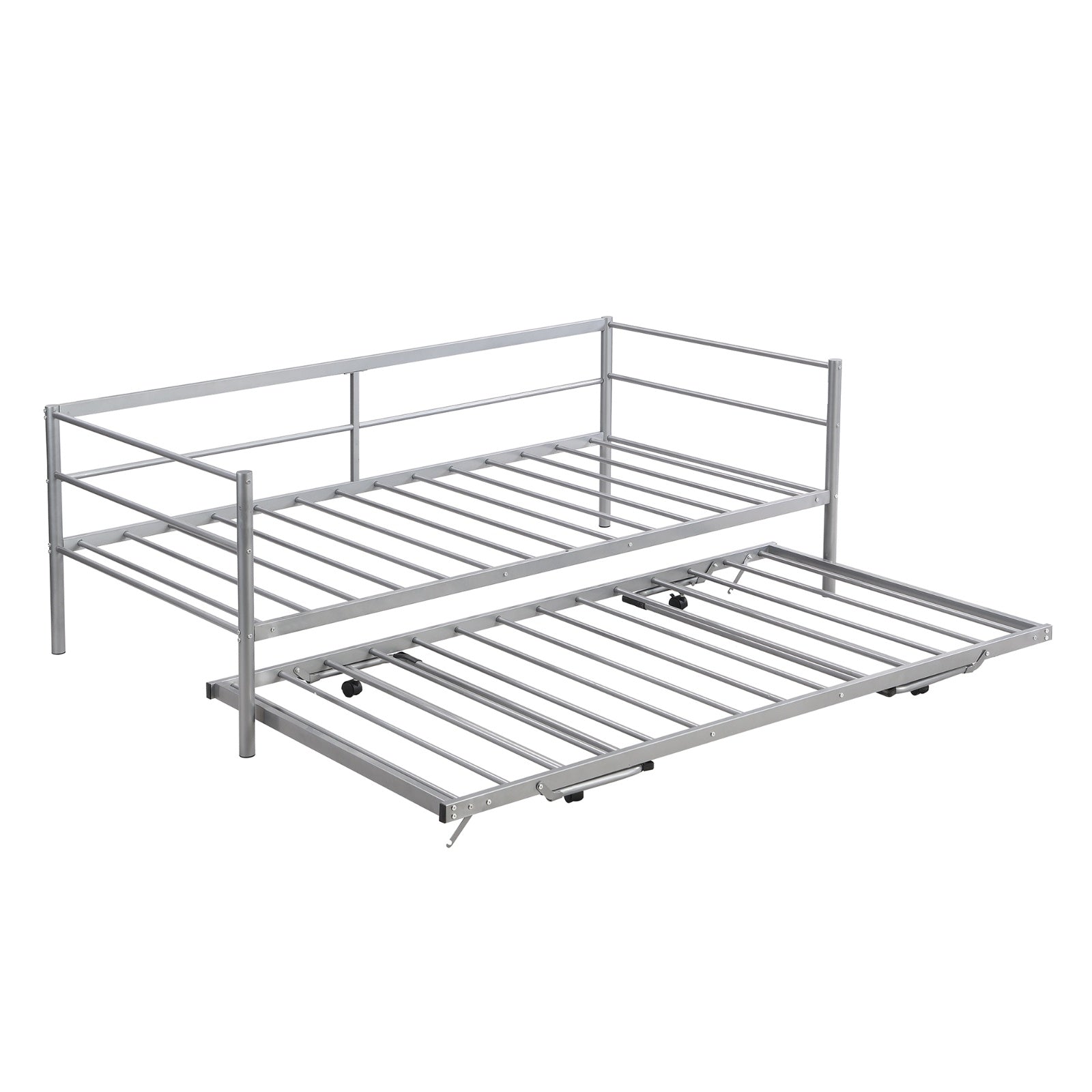 Twin Size Metal Daybed With Adjustable Trundle