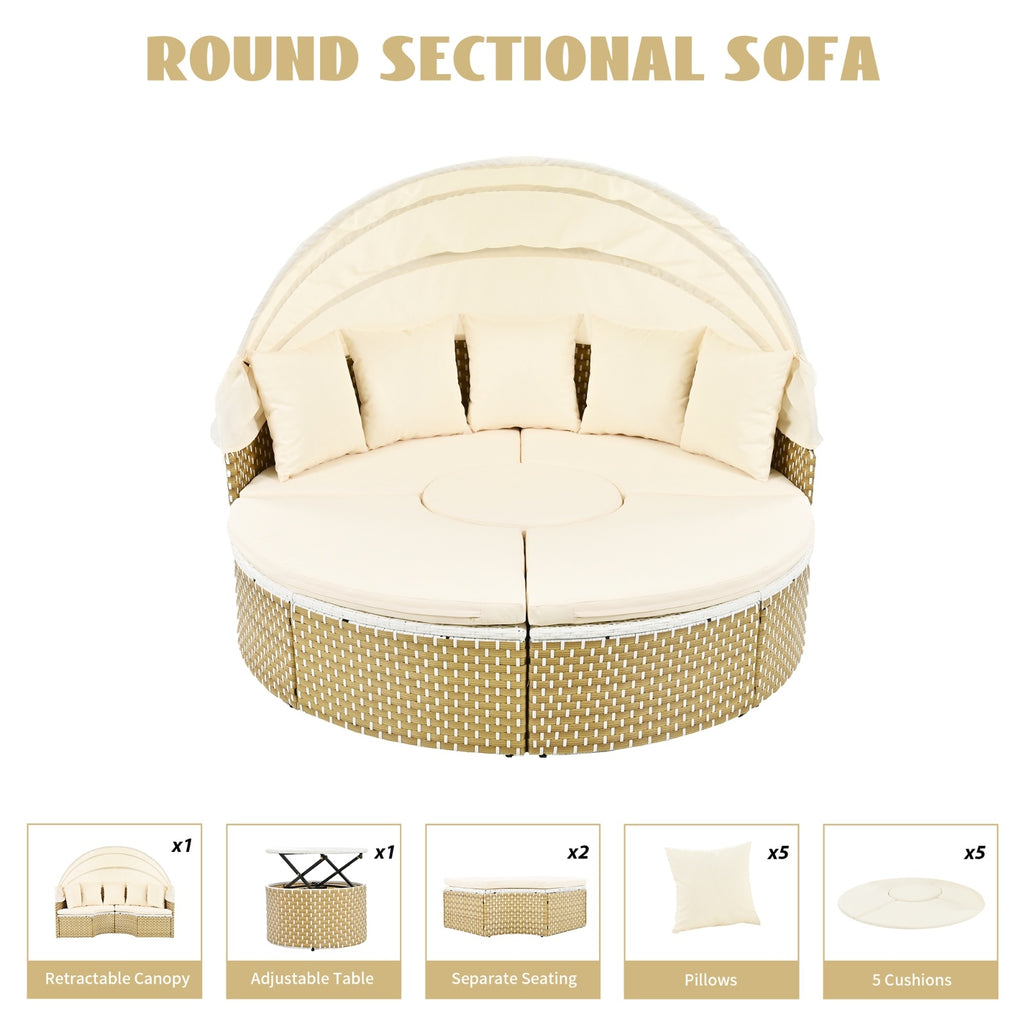 TOPMAX Patio Round Outdoor Sectional Sofa Set