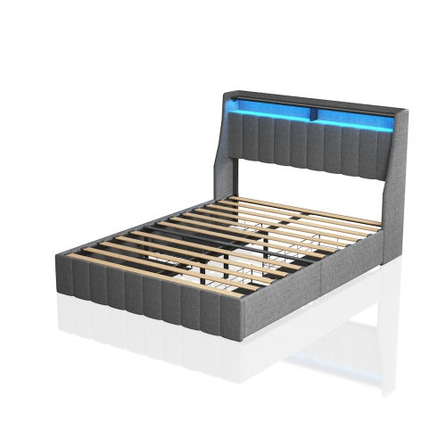 Full Size Bed Frame With LED lights