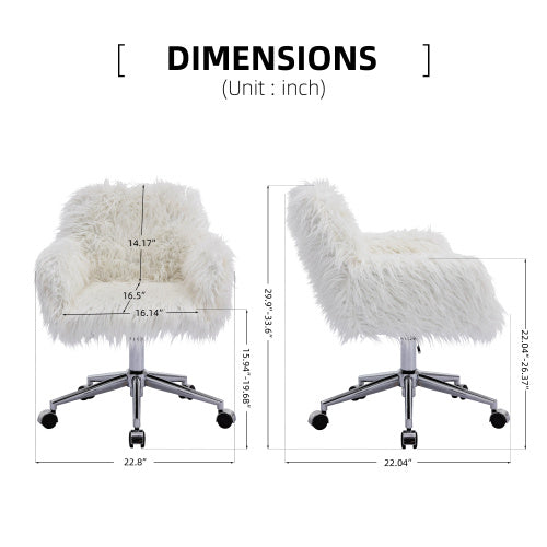 Modern Faux Fur Home Office Chairs, Hairy Chairs For Girls, Makeup Dressing Chairs