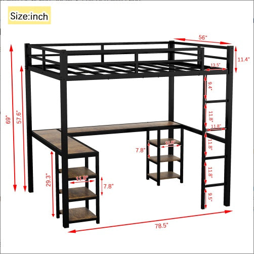 Loft Bed With Desk And Shelves