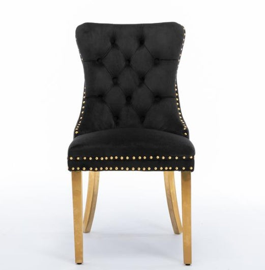 Contemporary Velvet Upholstered Dining Chairs-Set Of 2