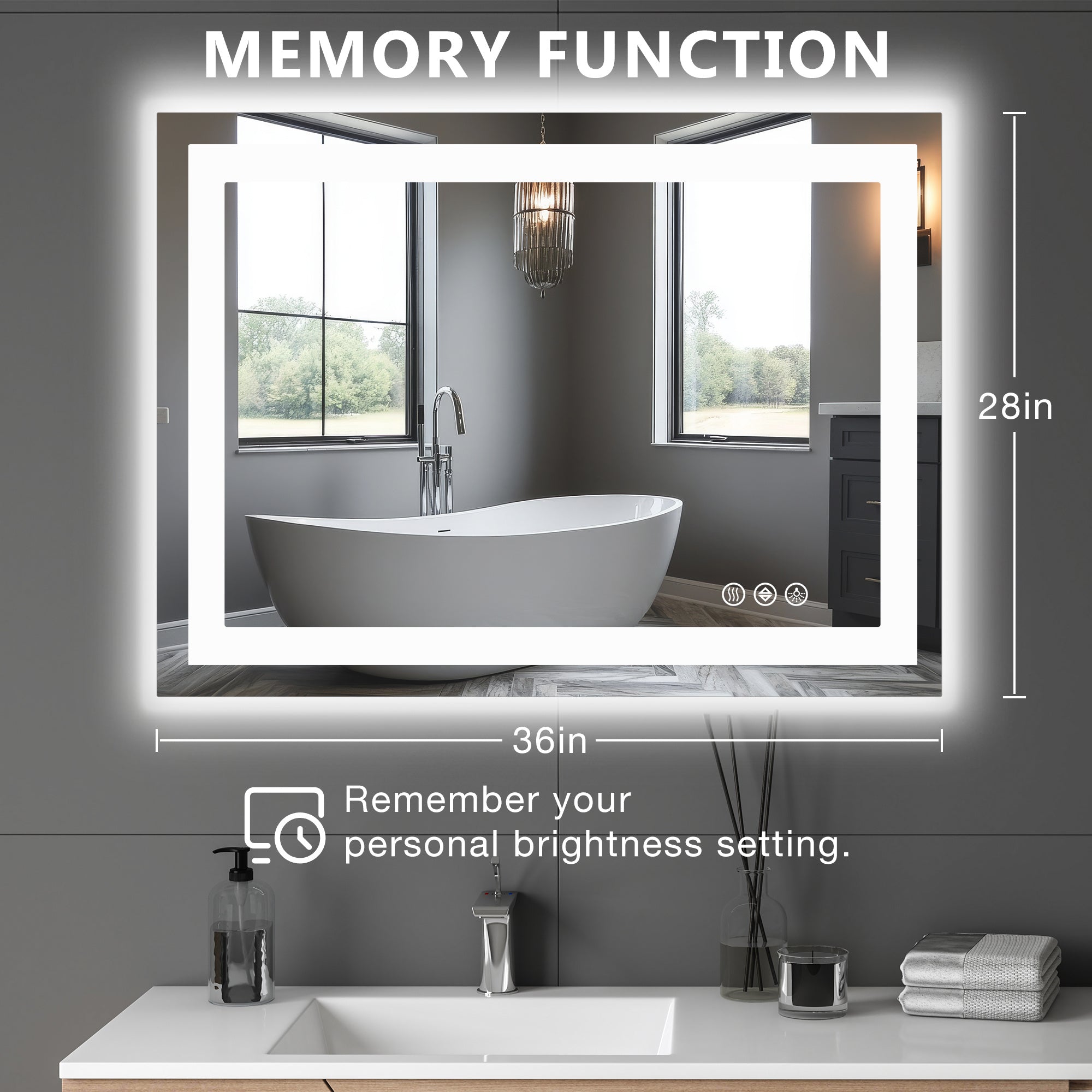 Anti-fog LED Mirror With Dual Light Source And Three Lighting Modes